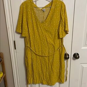 A New Day Mustard Dress with White Dots